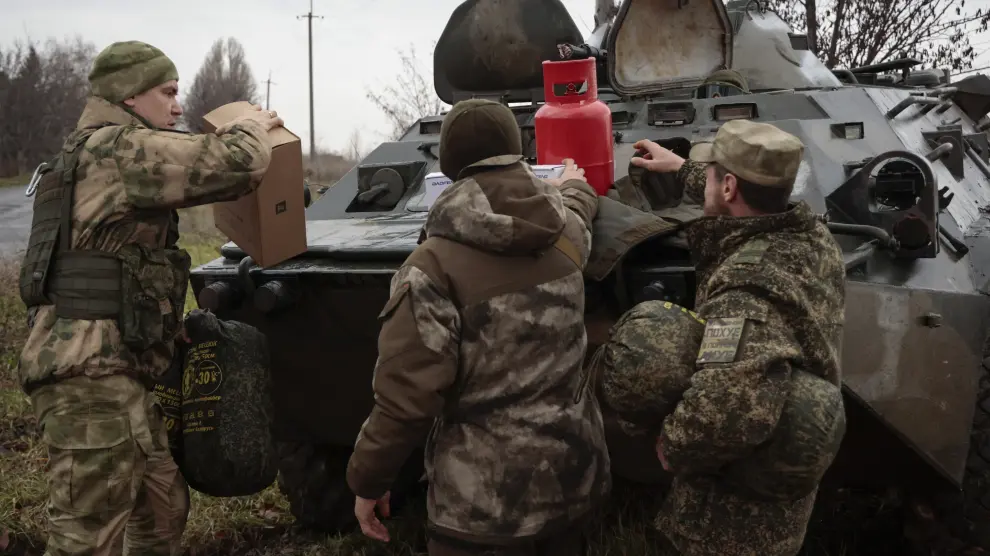 Militares prorusos en una región de Donetsk