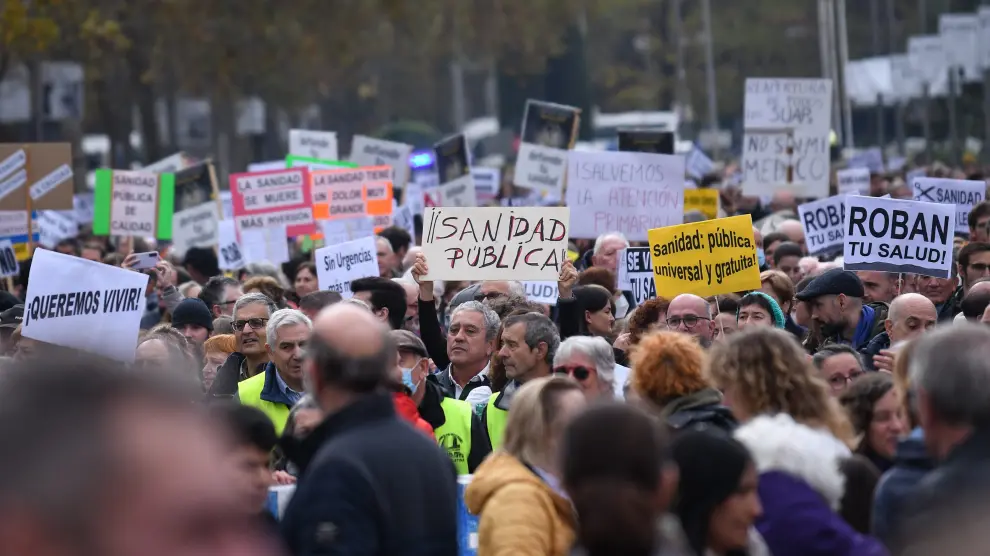 Protestas en Madrid por la sanidad pública.