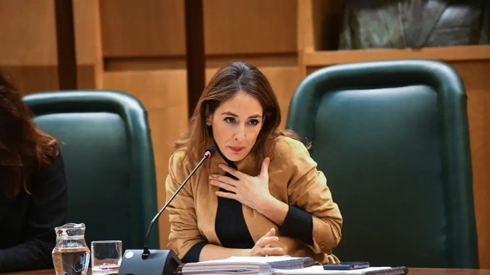 La concejal de Hacienda, María Navarro, en la comisión de Hacienda de este lunes.