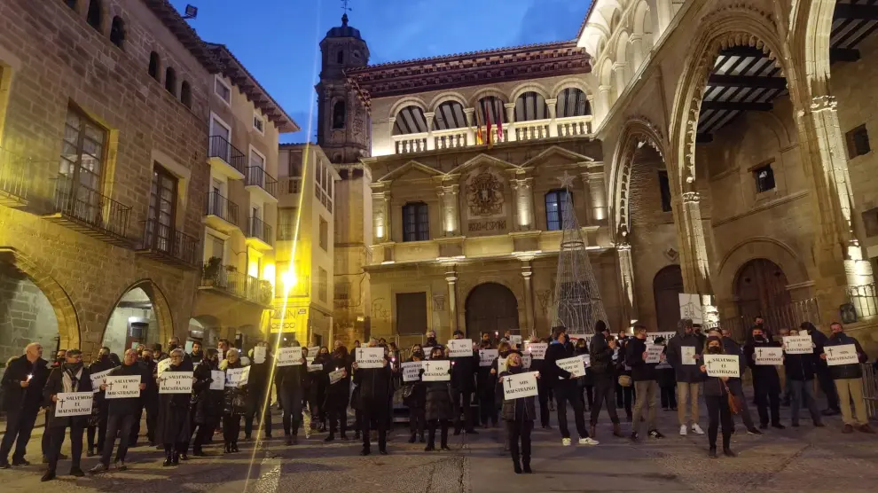 La concentración en Alcañiz ha tenido lugar en la plaza de España.