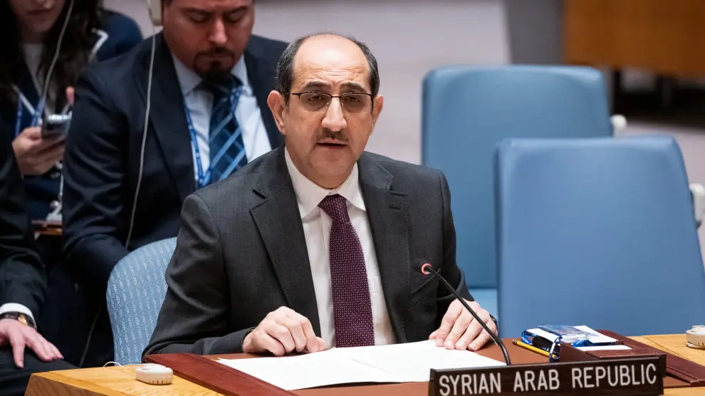 El representante en la ONU de Siria Bassam Sabbagh en el Consejo de Seguridad sobre la situación del país