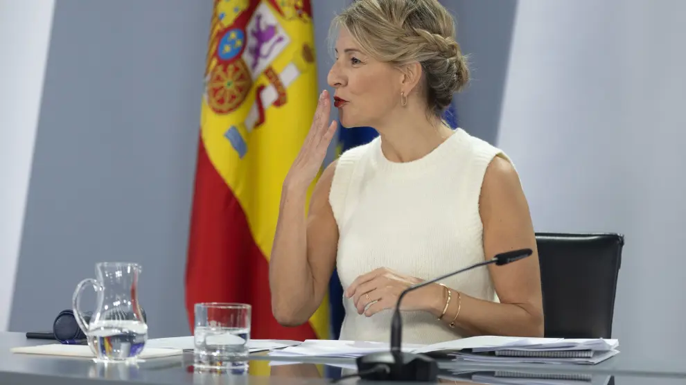 Yolanda Díaz tras el Consejo de Ministros.