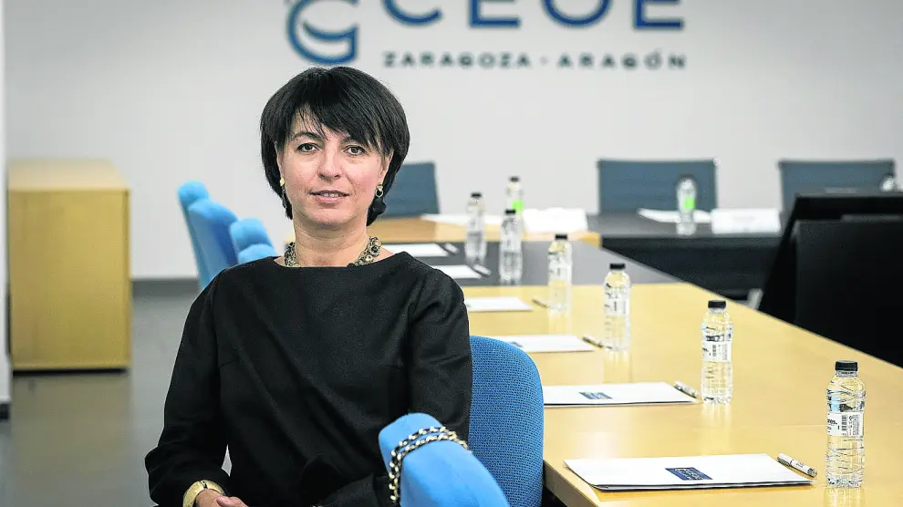 Anna Derevyanko, directora ejecutiva de la European Business Association de Ucrania, en la sede de CEOE Aragón