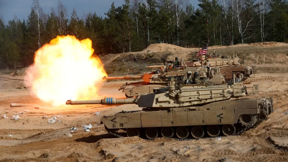 El tanque Abrams durante una maniobra de la OTAN.