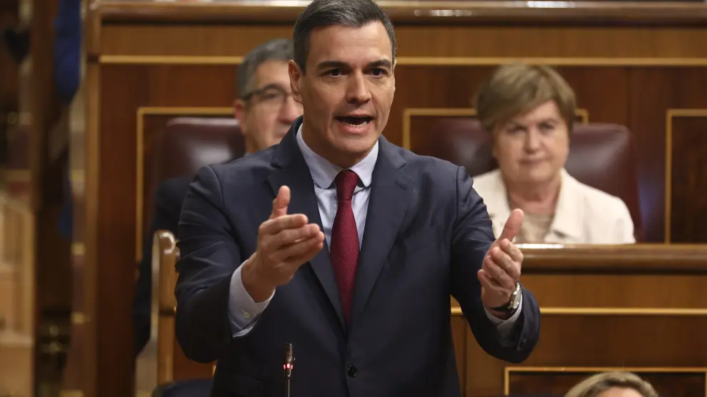 Pedro Sánchez en la sesión de control al Gobierno