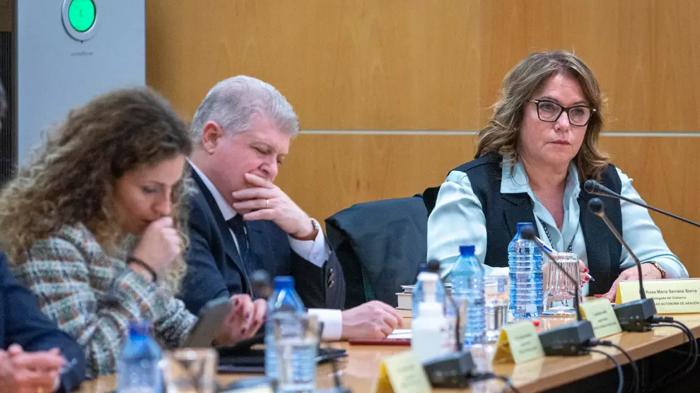 Rosa Serrano, a la derecha, en la reunión de los delegados de Gobierno con Grande-Marlaska
