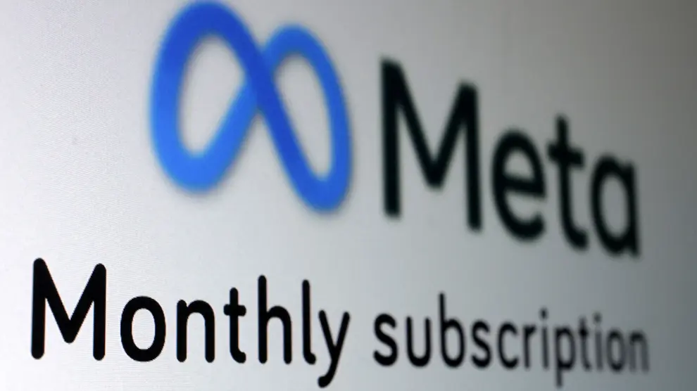 Illustration shows Meta logo and words "Monthly subscription\