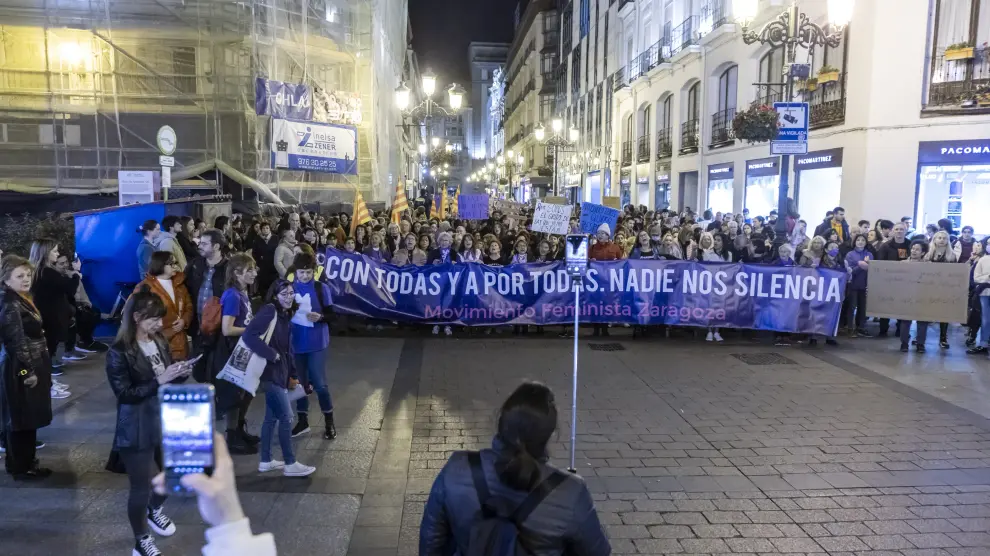 Manifestación por el 8M, Día de la Mujer, en Zaragoza