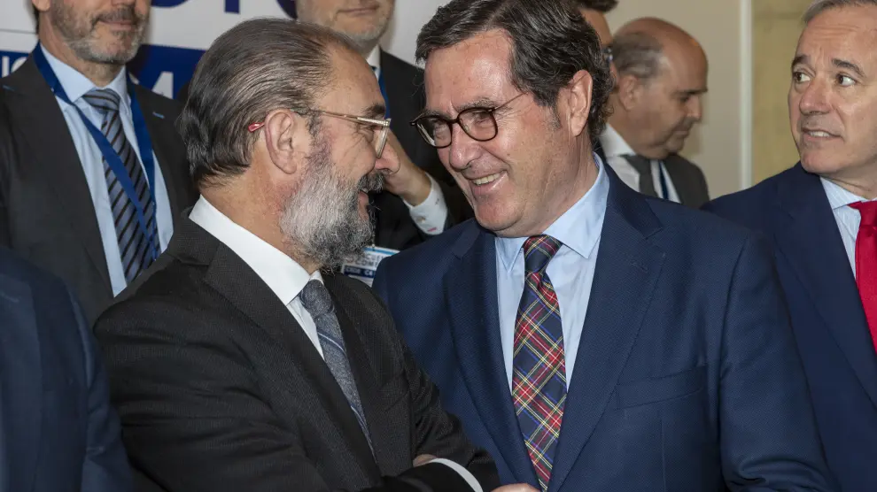 Lambán y Garamendi en el encuentro de Comercio C4-CEOE en Zaragoza