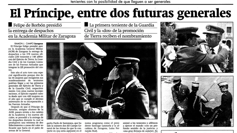 Acto de la entrega de despachos en la AGM que recibió la teniente Margarita Pardo de Santayana, el 13 de julio de 1998, la posible tutora de la Princesa Leonor.