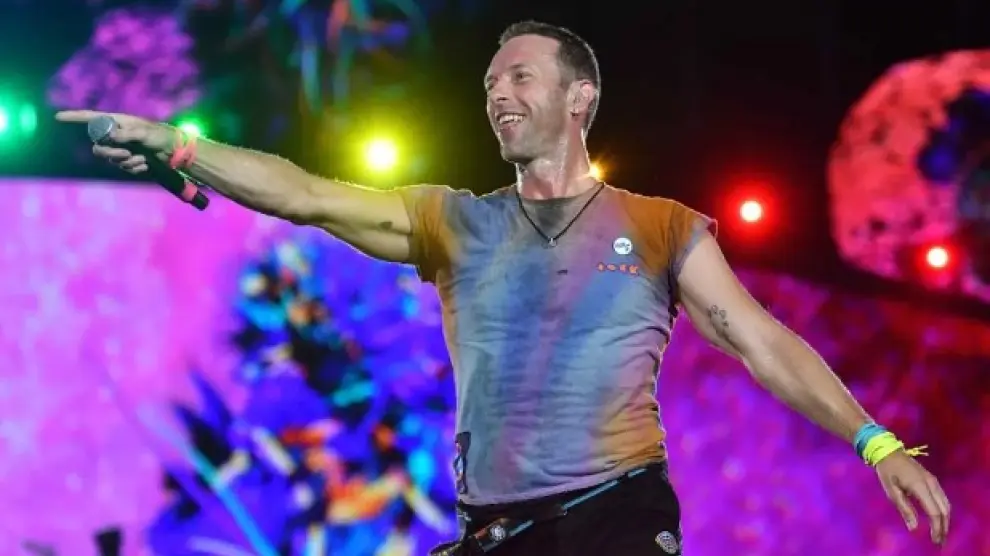 Chris Martin, en uno de los conciertos de Coldplay en Argentina.