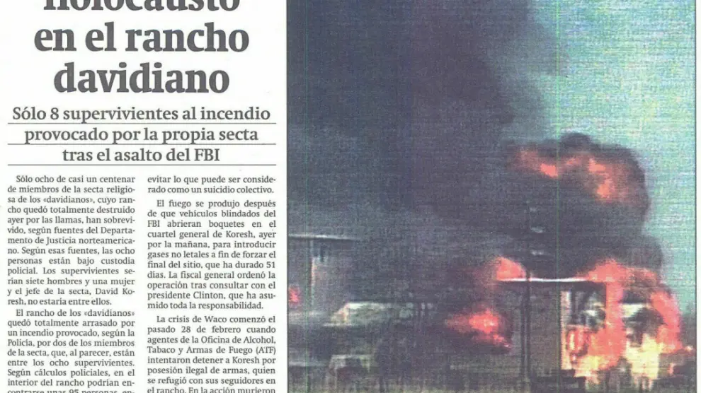 Detalle de la portada de HERALDO de 20 de abril de 1993 donde se cuenta el fatal desenlace