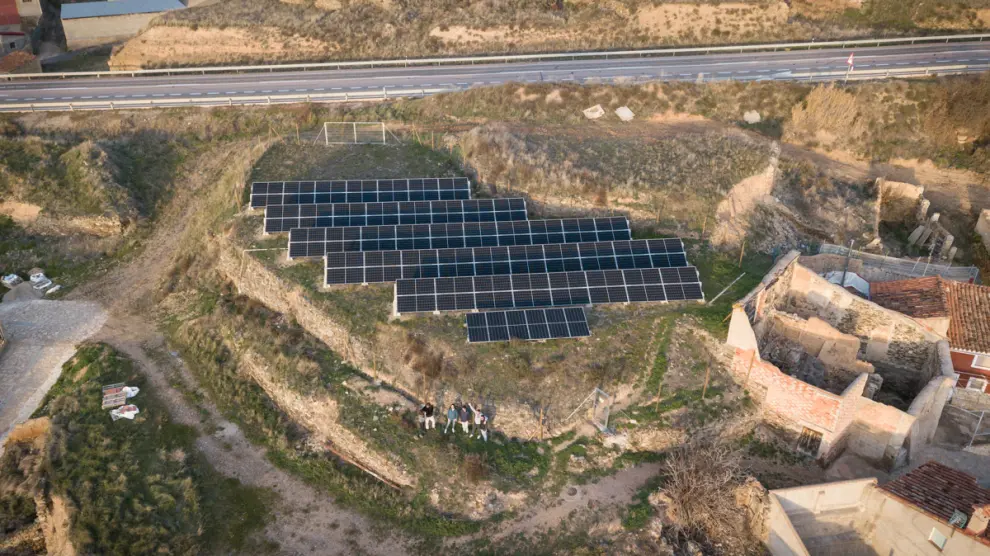 Vista aérea de los paneles solares en Luco de Jiloca (Teruel).