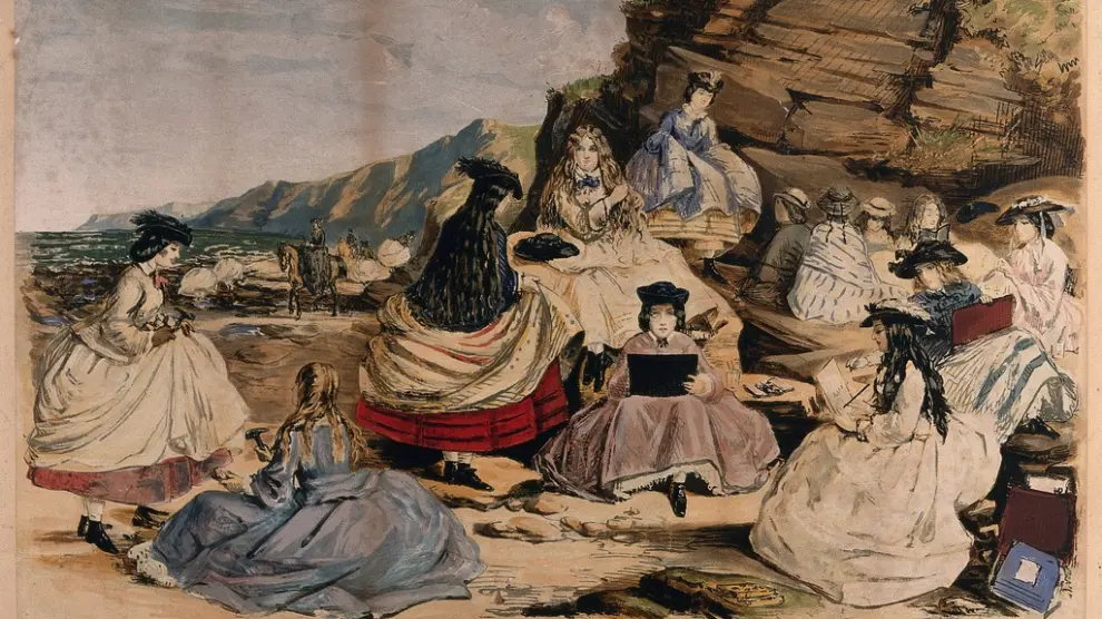 Varias mujeres realizan labores típicas de la geología en esta ilustración del XIX.