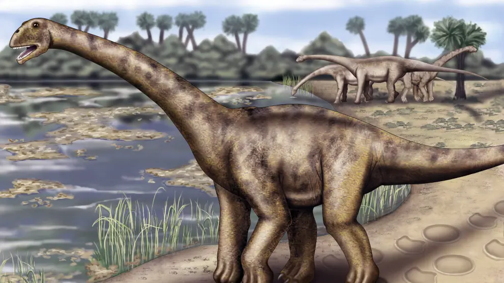 Recreación del turiasaurus, una especie de saurópodo gigante encontrado en Teruel.