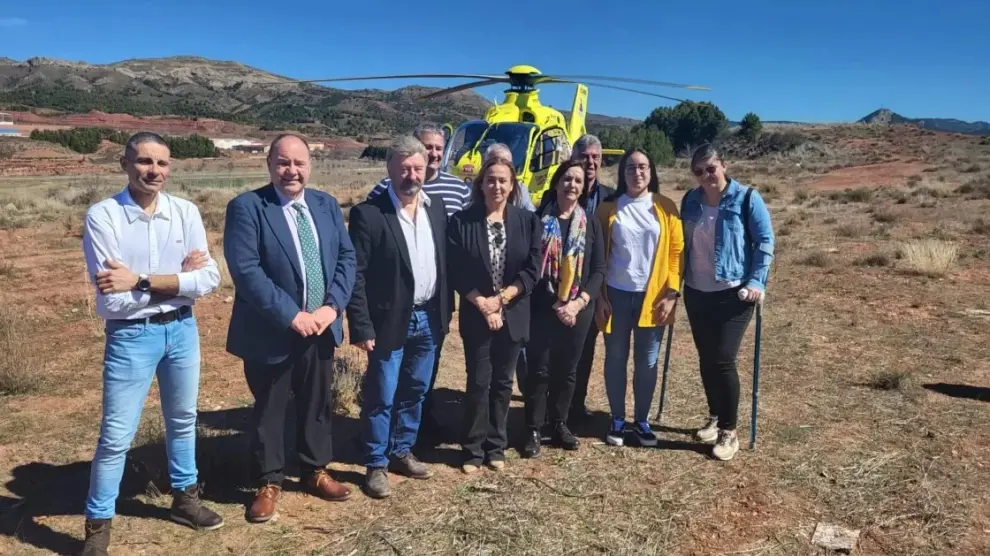 Visita al emplazamiento elegido en Montalbán para construir el helipuerto financiado por la Comarca de las Cuencas Mineras.