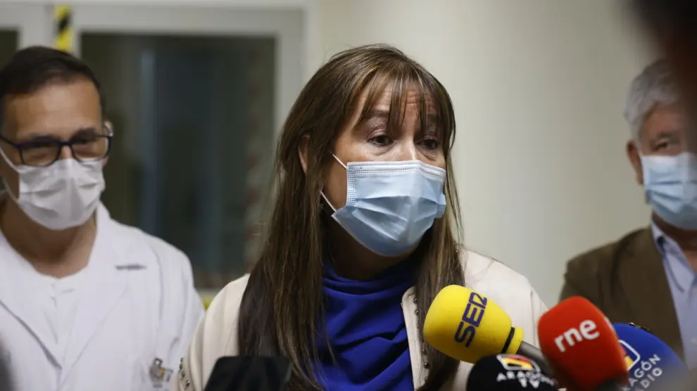 Sira Repollés, este martes, en el Hospital Royo Villanova de Zaragoza.