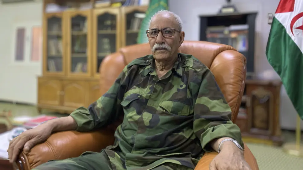 El líder del Frente Polisario, Brahim Gali, en un campamento saharaui de Tinduf, en Argelia.