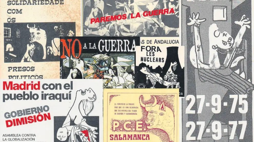 Las pegatinas relativas al 'Guernica' que el Reina Sofía incorporó a sus fondos.
