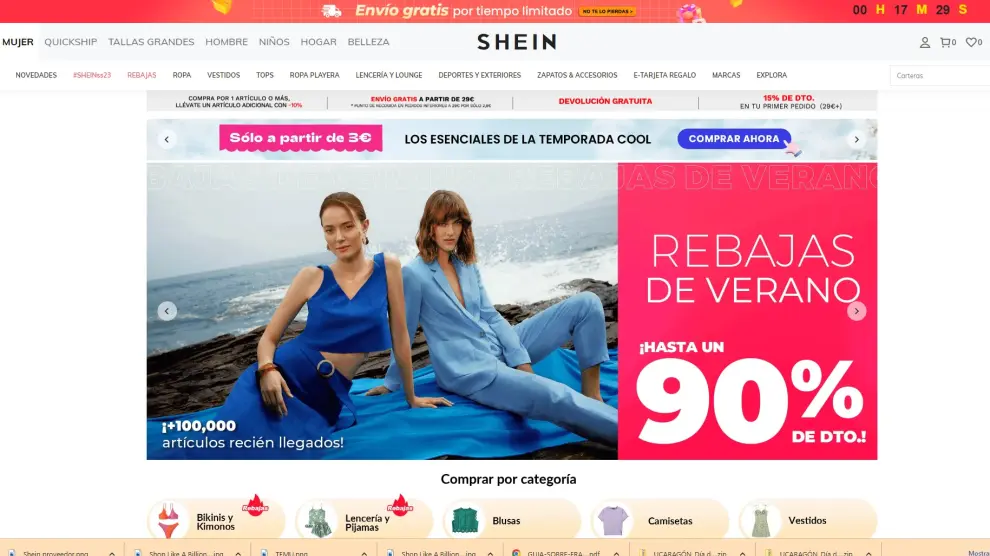 Shein, fabricante chino de ropa de bajo coste de venta exclusiva en internet.