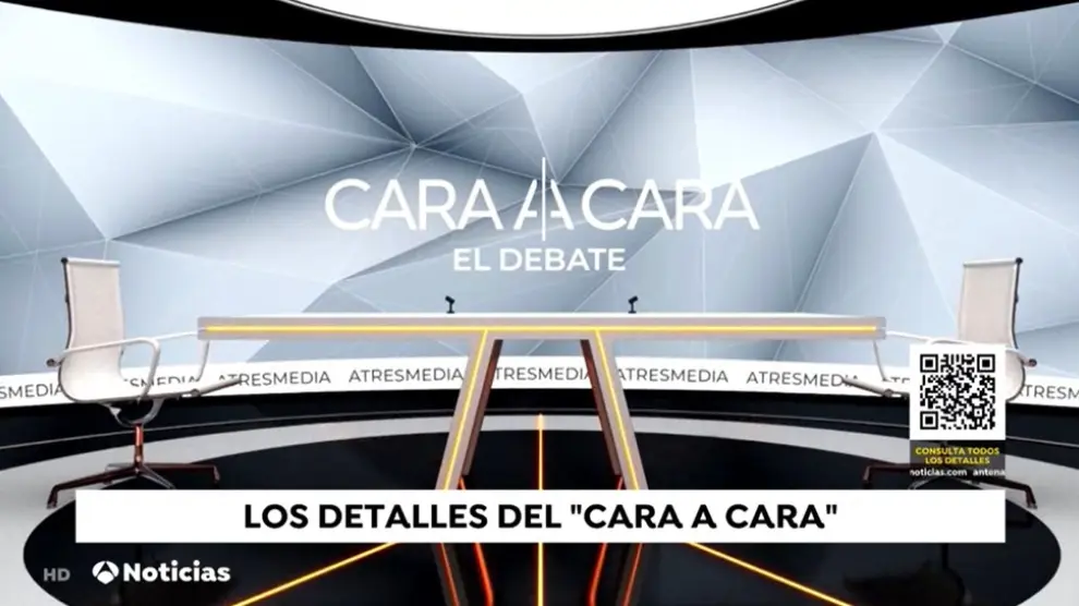 El plató donde tendrá lugar el debate entre Pedro Sánchez y Alberto Núñez Feijóo el próximo día 10.