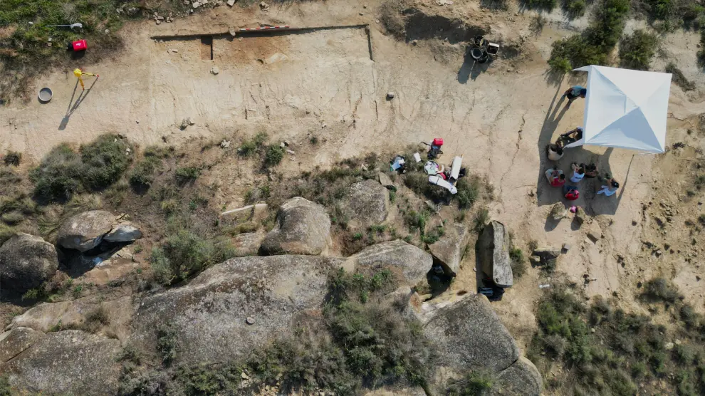 Vista área del yacimiento en Sariñena