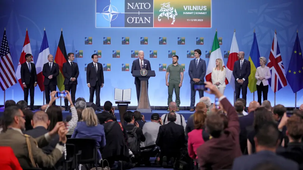 Zelenski, este miércoles con los líderes europeos y del G7 en el marco de la cumbre de la OTAN en Vilna, Lituania.
