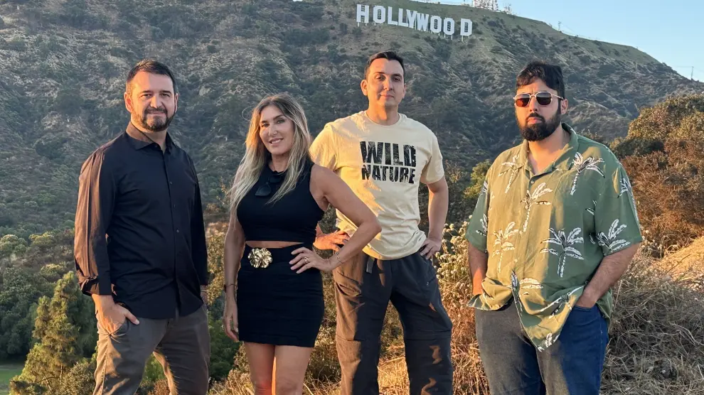 José Ángel Delgado, Isabel Lahuerta, Albert Hamilton y Pablo Reigada, el pasado martes 25 de julio, en Hollywood.