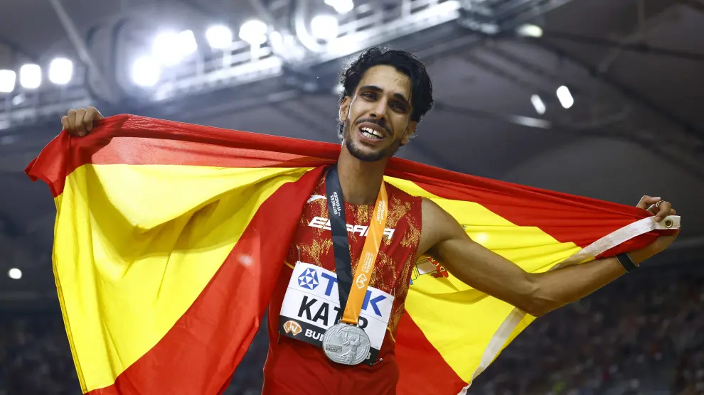 Prueba de los 5.000 del Mundial de atletismo: español: Mohamed Katir, plata