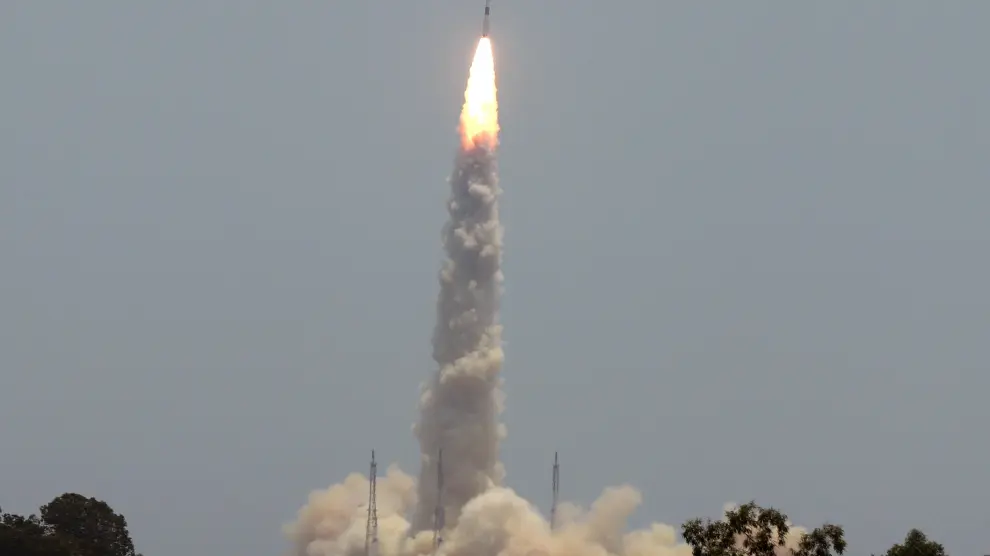India's PSLV-C57 blasts off carrying the Aditya-L1 spacecraft from the Satish Dhawan Space Centre at Sriharikota, India, September 2, 2023. REUTERS/Stringer NO RESALES. NO ARCHIVES. INDIA-SPACE/SUN