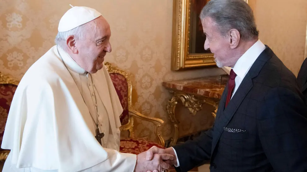 El papa Francisco recibe al actor y cineasta Sylvester Stallone.