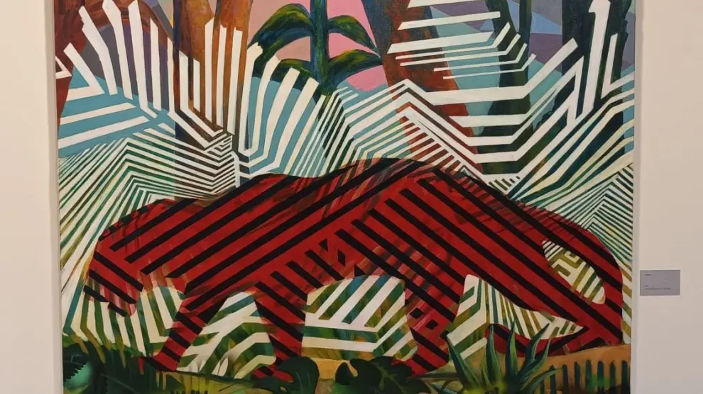 Una de las obras de gran formato que se muestran en Alcañiz, titulada 'Cebras'.