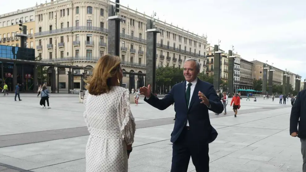 El presidente de Aragón y la alcaldesa de Zaragoza se reúnen para hablar de la Romareda.