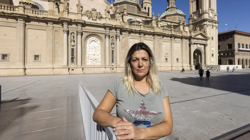La víctima del atentado. Marta García Simón, esta semana ante la Basílica del Pilar.