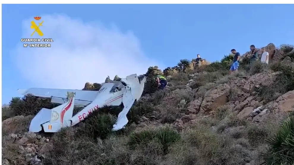 Avioneta accidentada en el Cerro del Fraile, en el Parque Natural Cabo de Gata-Níjar (Almería).