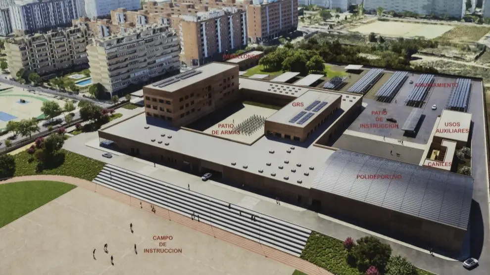 Recreación de cómo será el nuevo Cuartel de la Guardia Civil de Zaragoza. Archivo de la presentación de las obras.