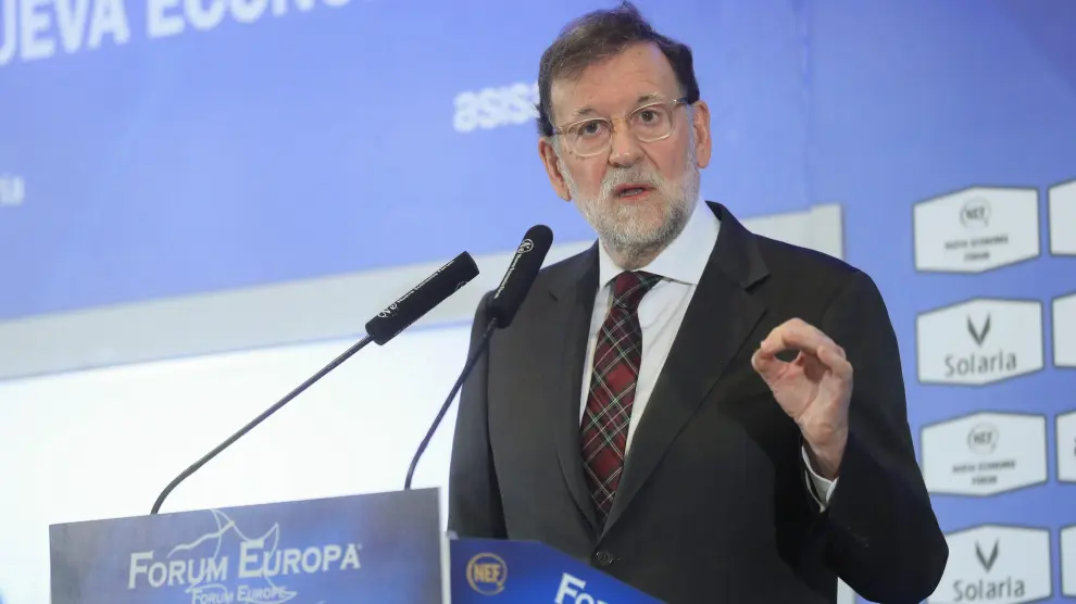 El expresidente del Gobierno Mariano Rajoy presenta en un desayuno informativo en Madrid