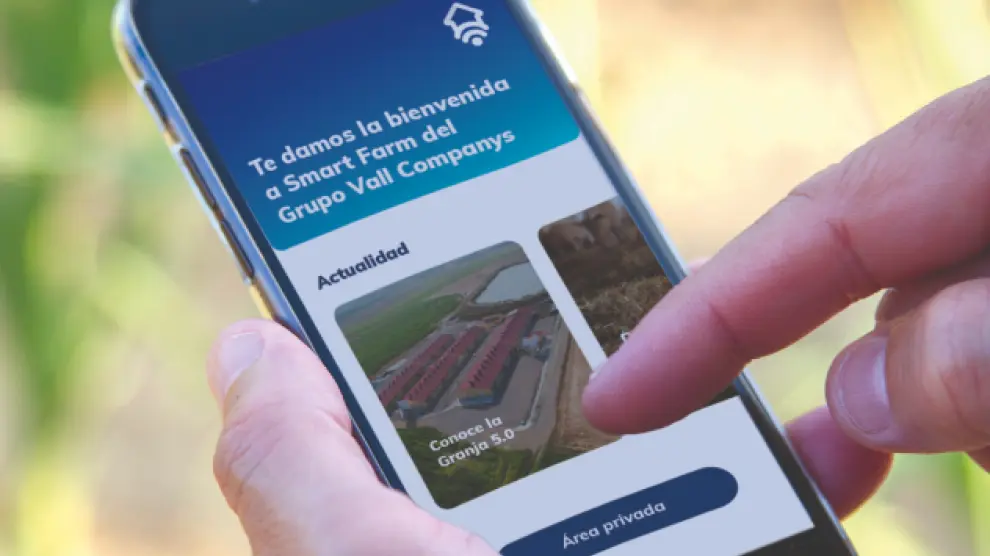 Aplicación móvil Vall Smart Farm para recoger datos de las granjas.
