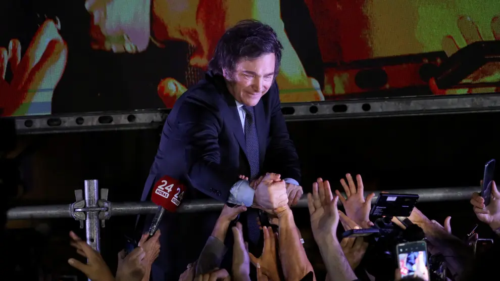 Milei celebra su victoria en las presidenciales con los argentinos