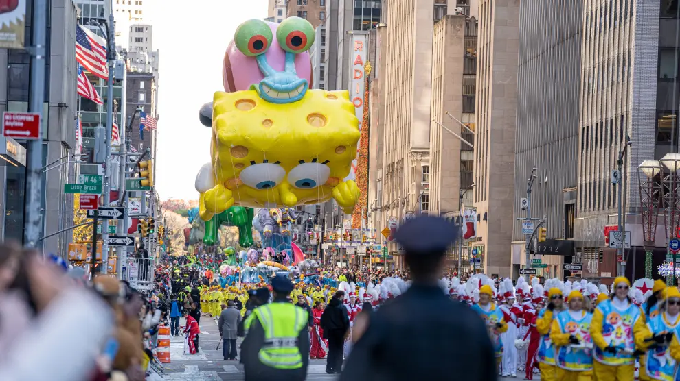 Bob Esponja, en el popular desfile de Acción de Gracias de Nueva York.