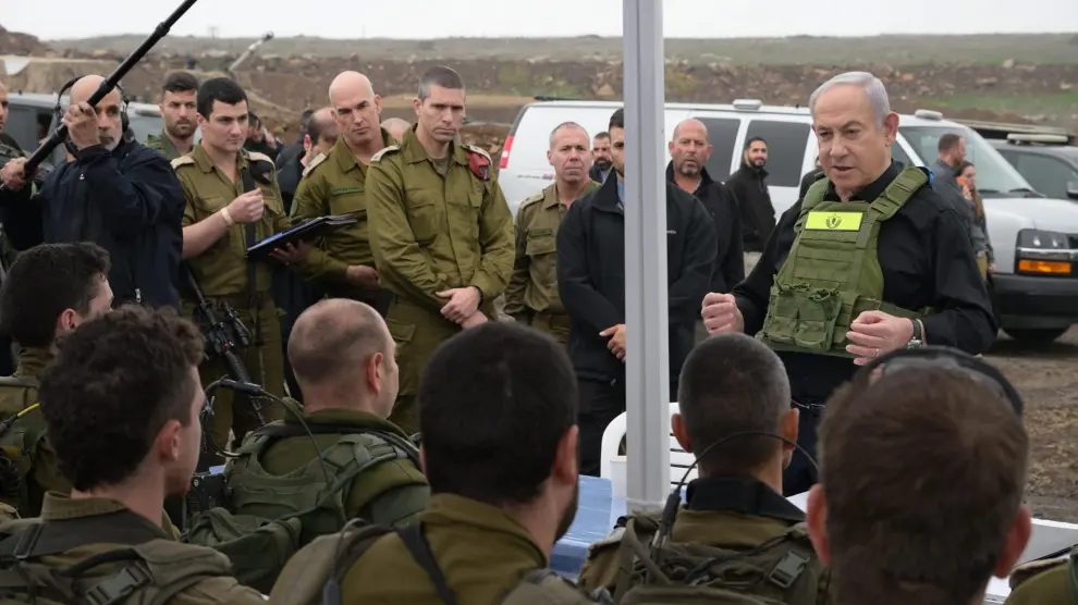 Netanyahu visitó a las tropas israelíes este jueves