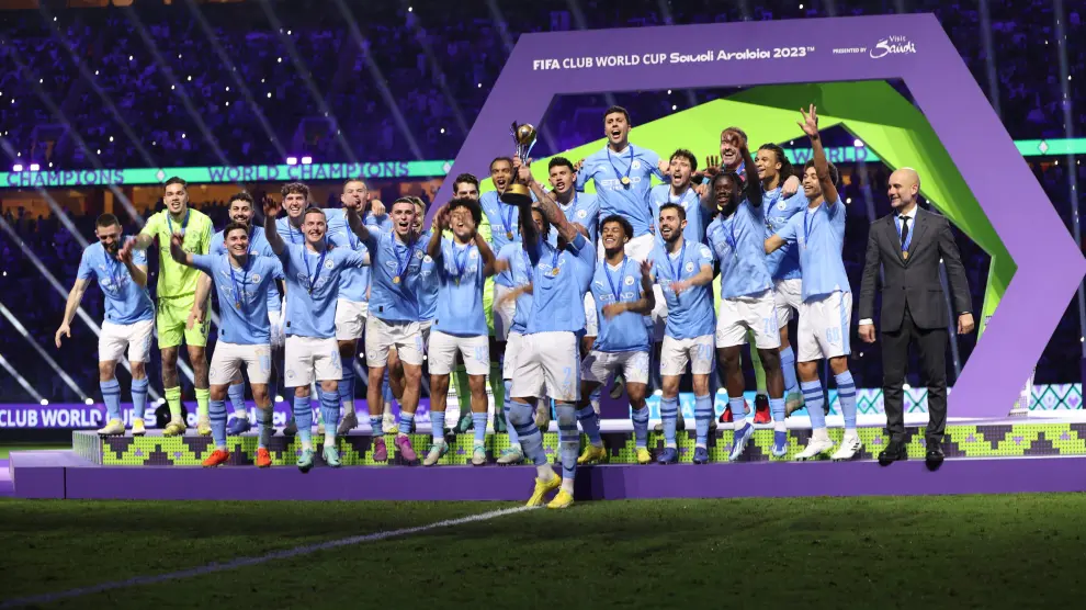 El Manchester City celebra el títtulo de campeón del Mundial de clubes
