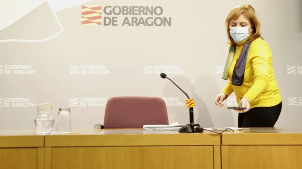 La directora general de Salud Pública, Nuria Gayán, en su comparecencia para explicar la evolución de la gripe en Aragón.