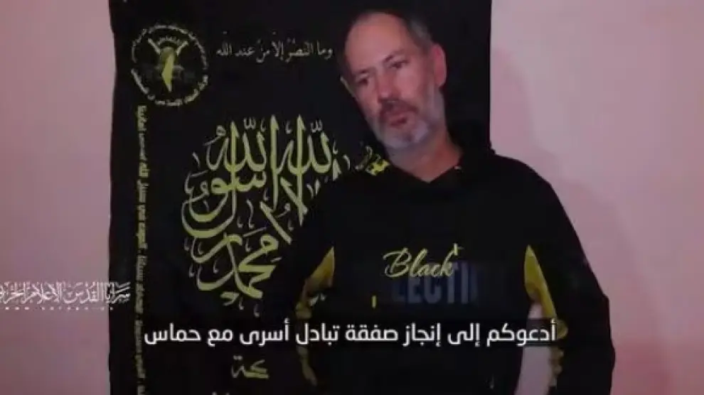 Captura de vídeo en el que se ve a Elad Katzir, rehén de la Yihad Islámica en Gaza.