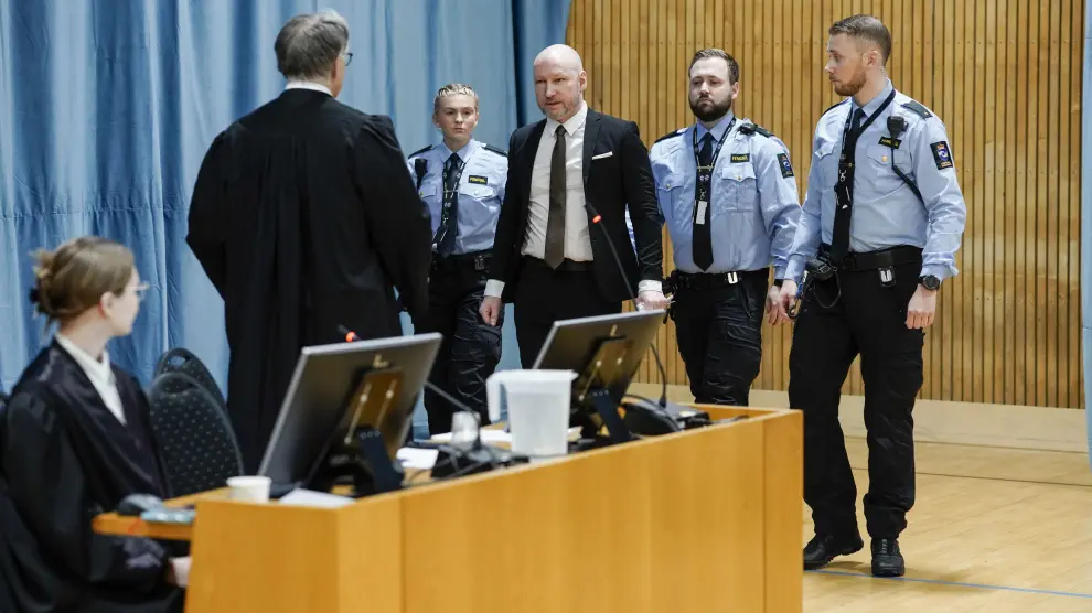 Anders Behring Breivik durante el juicio en el gimnasio de la prisión NORWAY ANDERS BREIVIK TRIAL