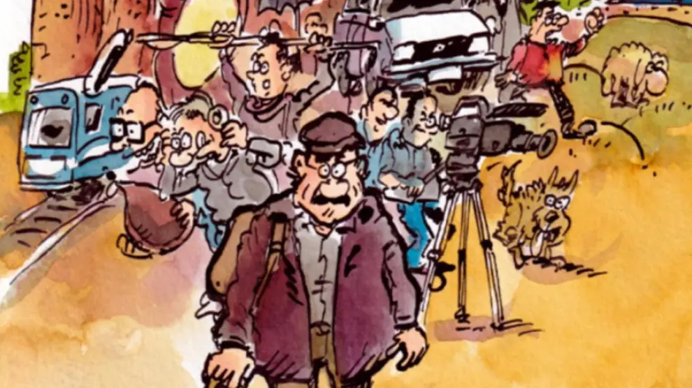 Una de las imágenes del cómic '¿A dónde vas Labordeta?' de GP Ediciones.