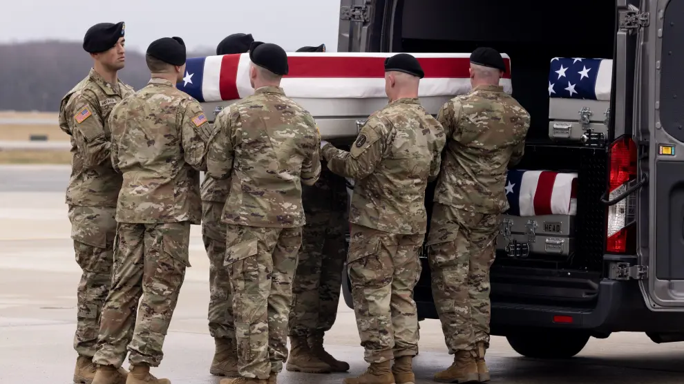 Llegan a Estados Unidos los soldados muertos en Jordania USA DOVER DIGNIFIED TRANSFER BIDEN