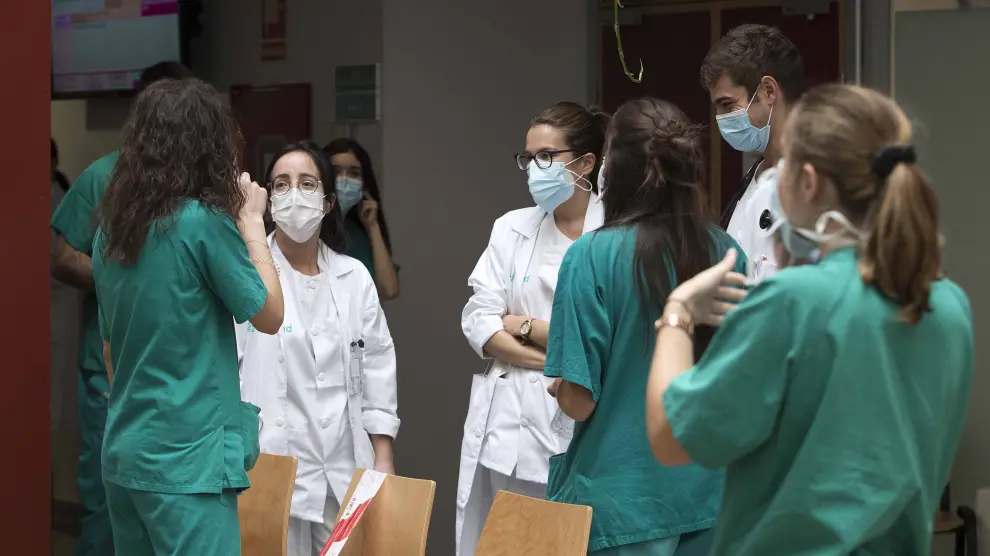 Acto de acogida en el hospital Miguel Servet en 2020 de los nuevos residentes que se han formado en el Sector II.