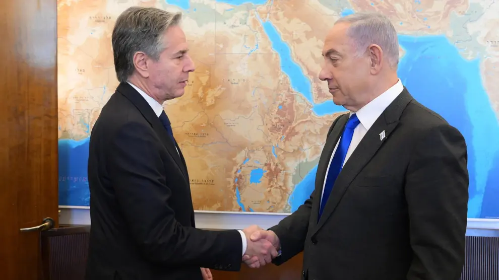 Reunión del primer Ministro israelí Benjamin Netanyahu con el Secretario de Estado estadounidense Antony Blinken en Jerusalén