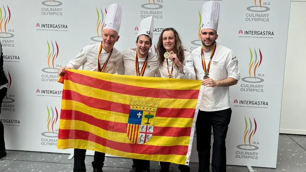 La representación aragonesa en las Olimpiadas Culinarias de Stuttgart.